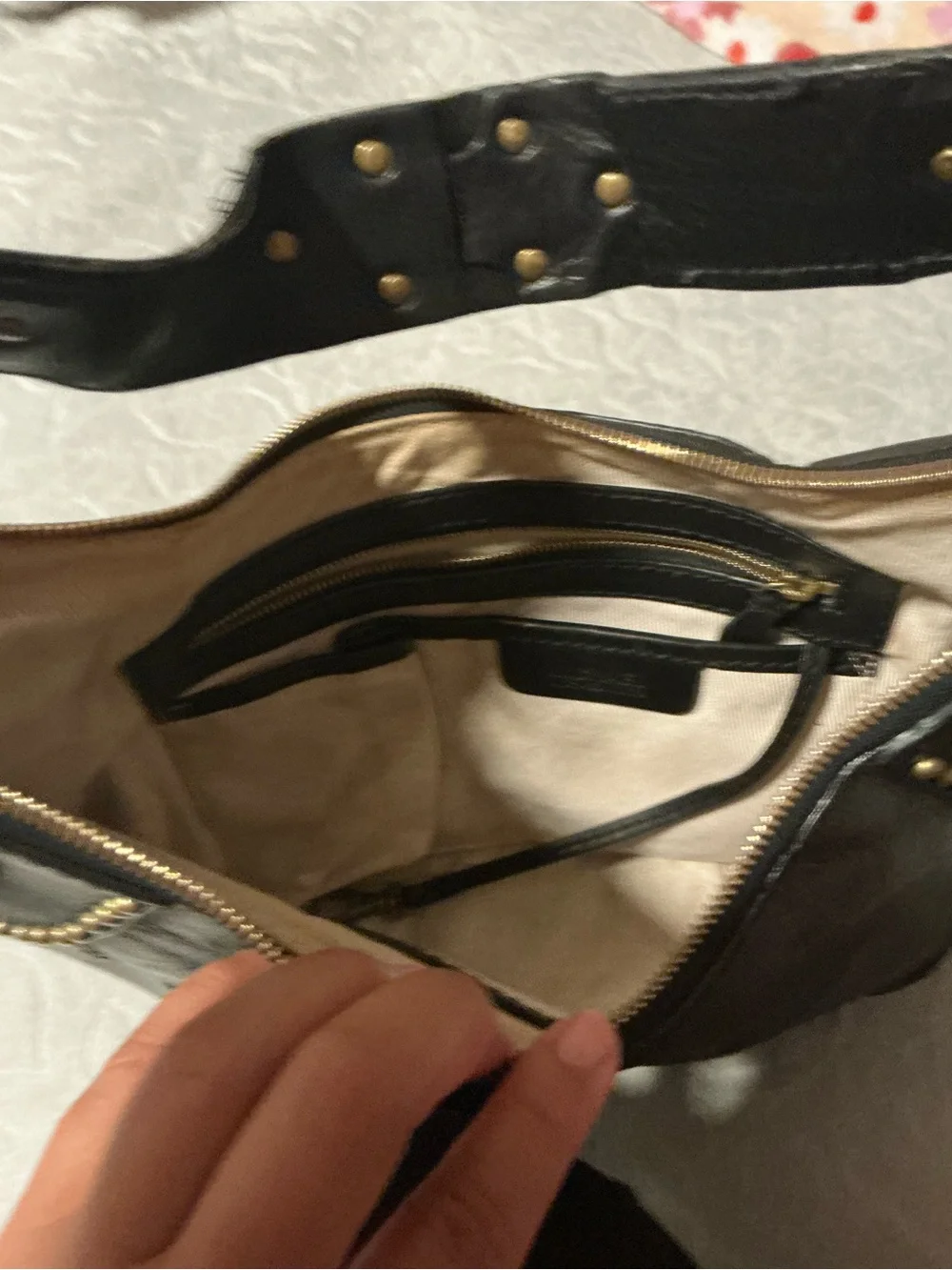 Michael Kors Black Leather Studded Shoulder Bag